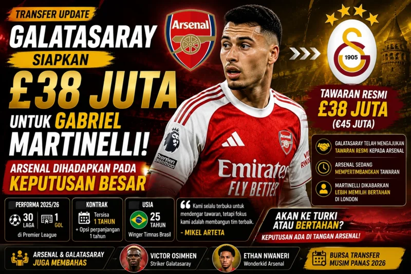 Galatasaray Siapkan £38 Juta untuk Gabriel Martinelli, Arsenal Dihadapkan pada Keputusan Besar.webp